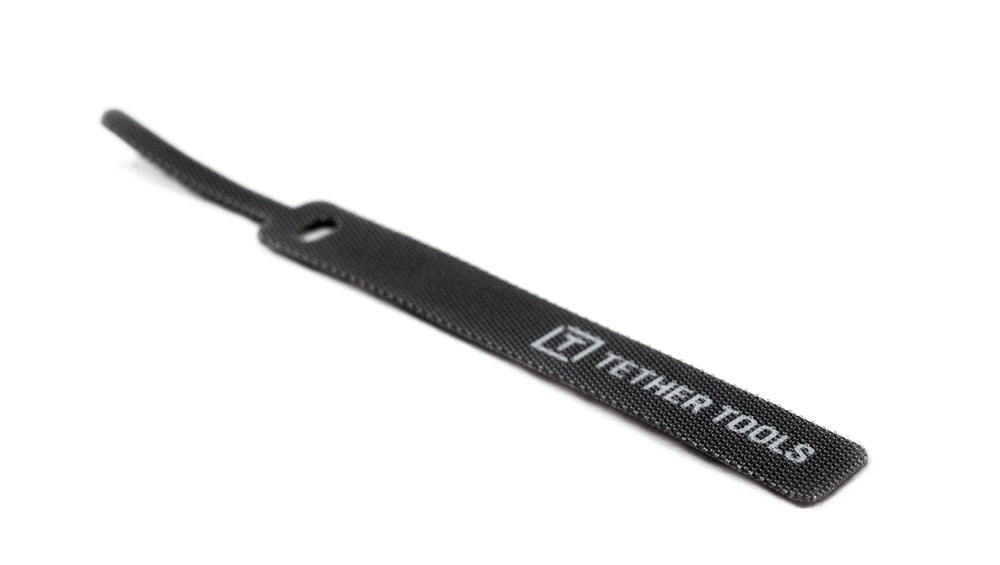 Close-up of a Tether Tools cable tie.