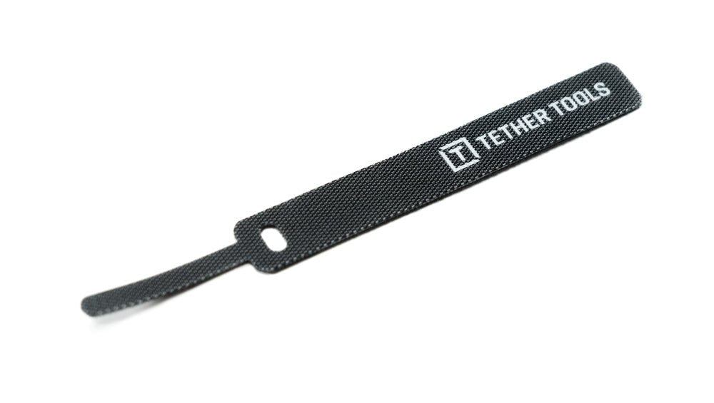 Close-up of a singular Tether Tools cable tie.