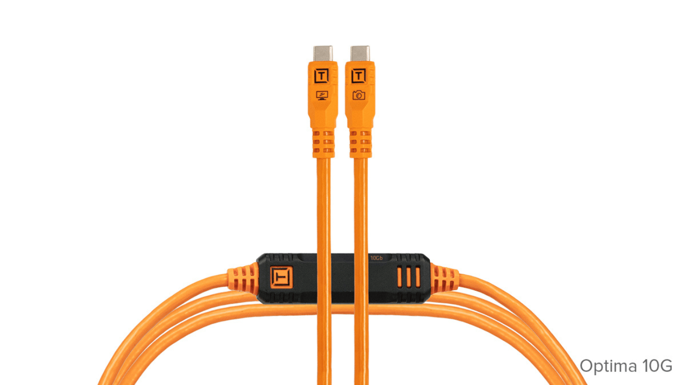 Tether Tools TetherPro Optima 10G USB-C, 15' (4.6m), Straight to Straight, High-Visibility Orange