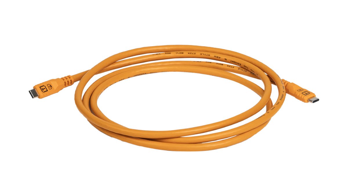 Tether Tools TetherPro Optima 10G USB-C, 6' (1.8m), Straight to Straight, High-Visibility Orange