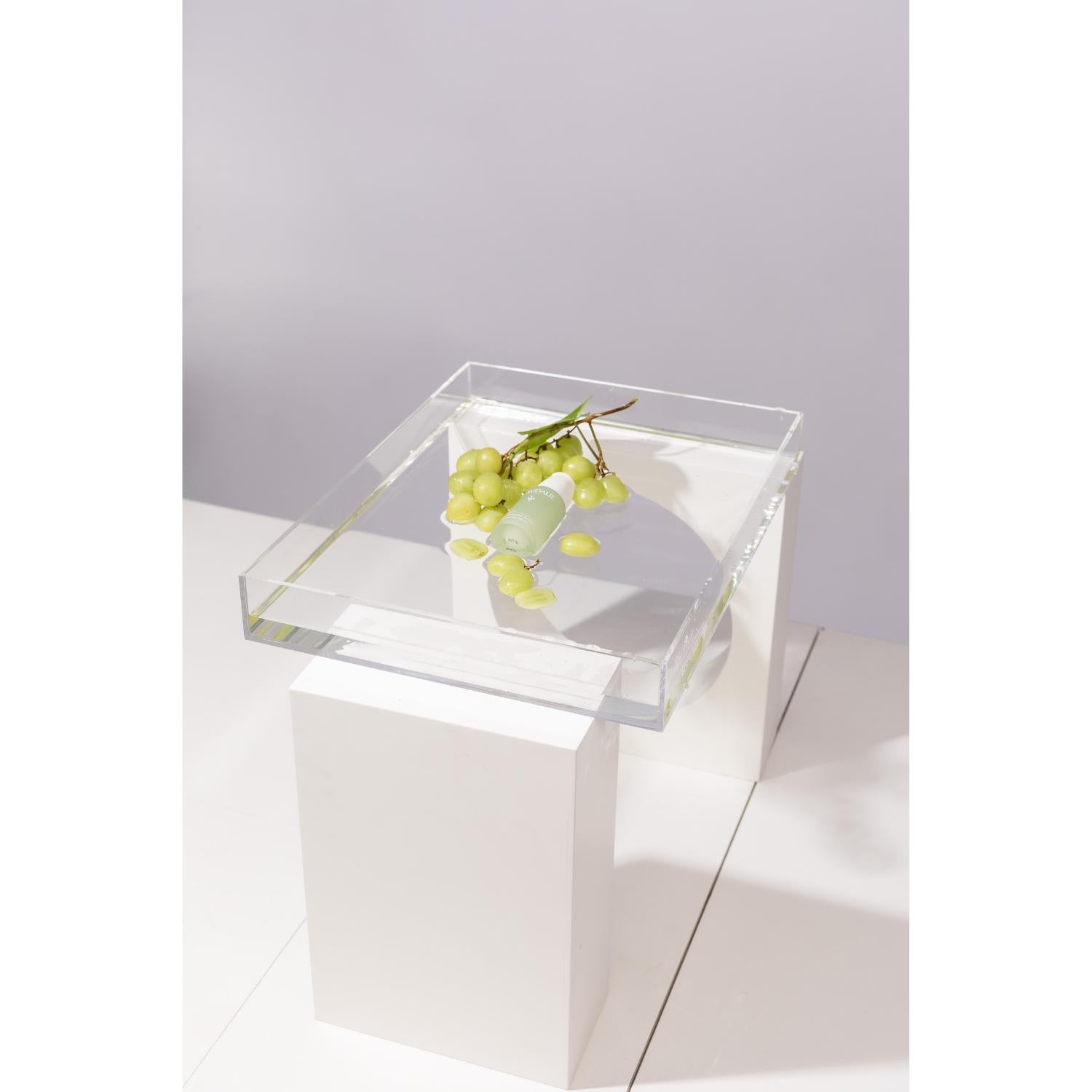 V-Flat Aqua Tray (16"x12") with grapes inside being photographed.