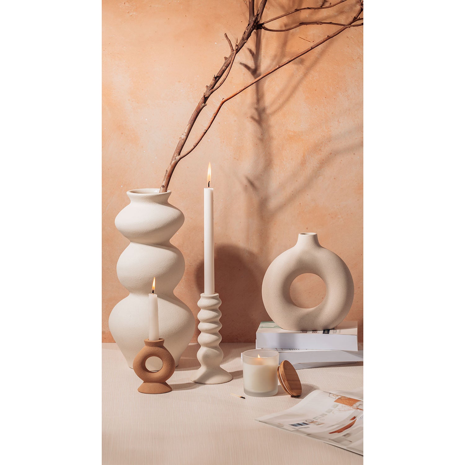 V-Flat Coral Wash/90's Blues - XL Duo Board with candles.