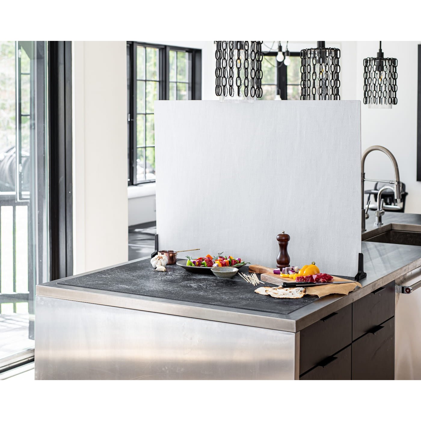 V-Flat Linen White/Linen Cream - XL Duo Board on a kitchen tabletop.