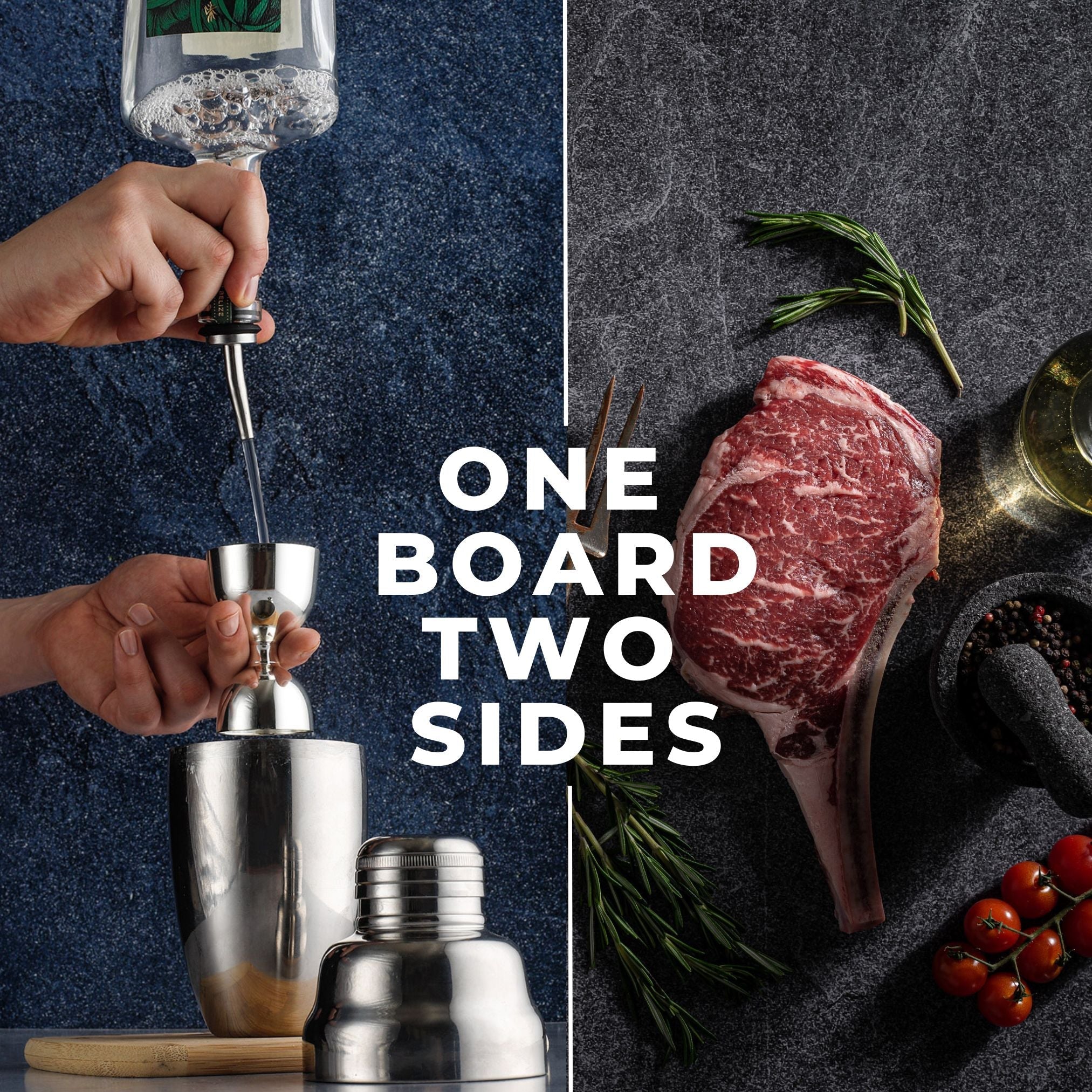 V-Flat Ocean Slate/Black Slate - XL Duo Board with both sides shown.