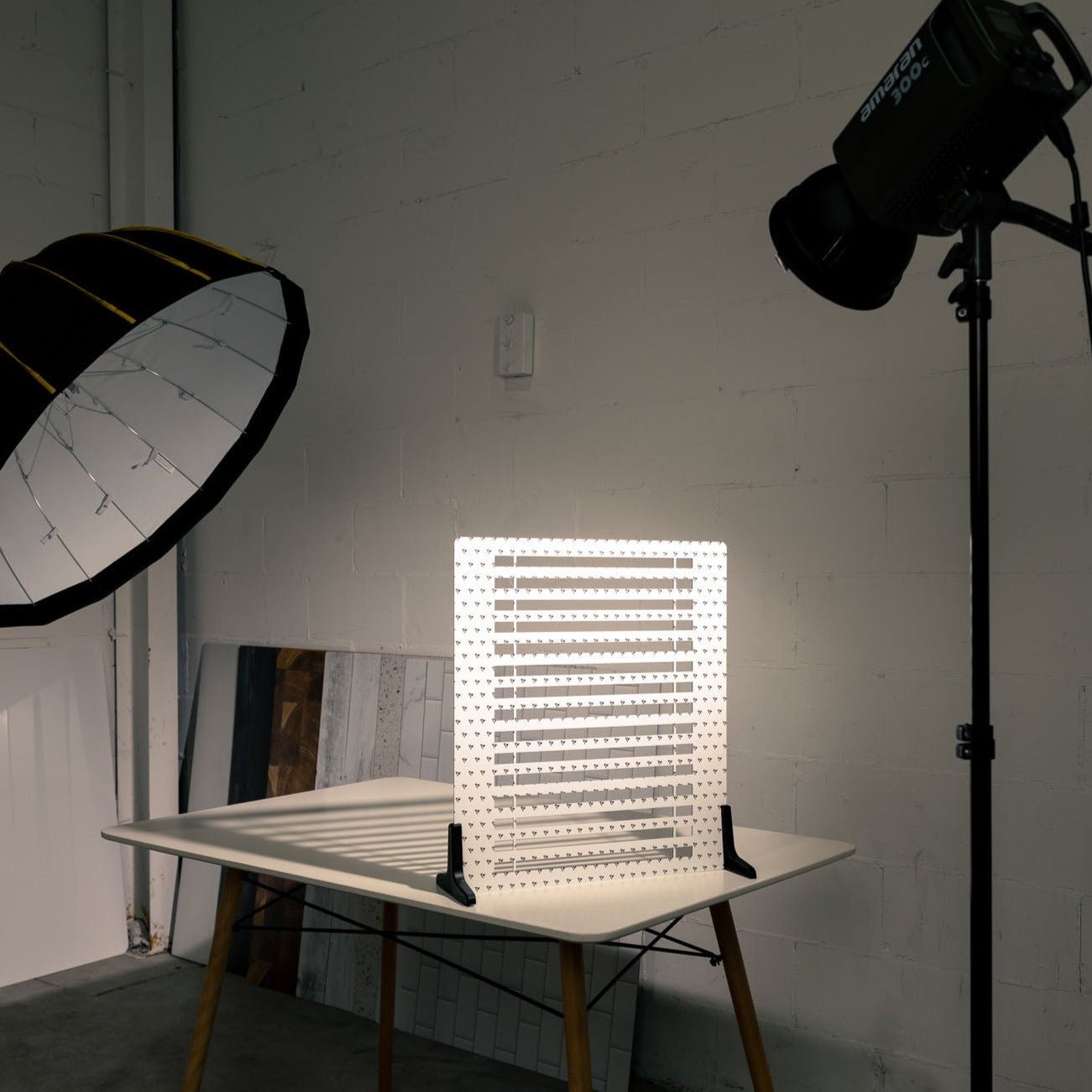 V-Flat Window Blinds being used during a photoshoot
