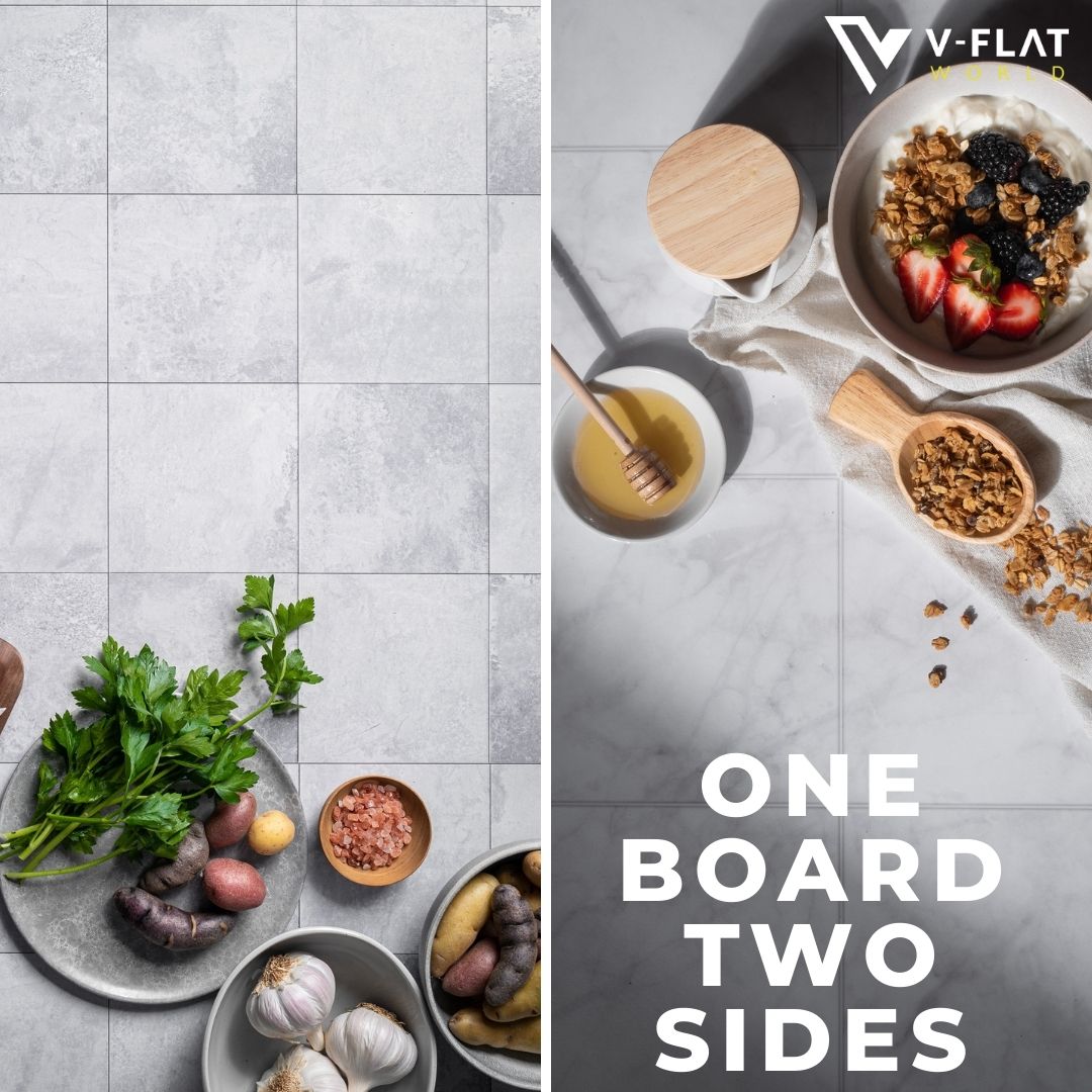 Depicting the two different sides the V-Flat Wisp / Pebble Duo Board can offer.
