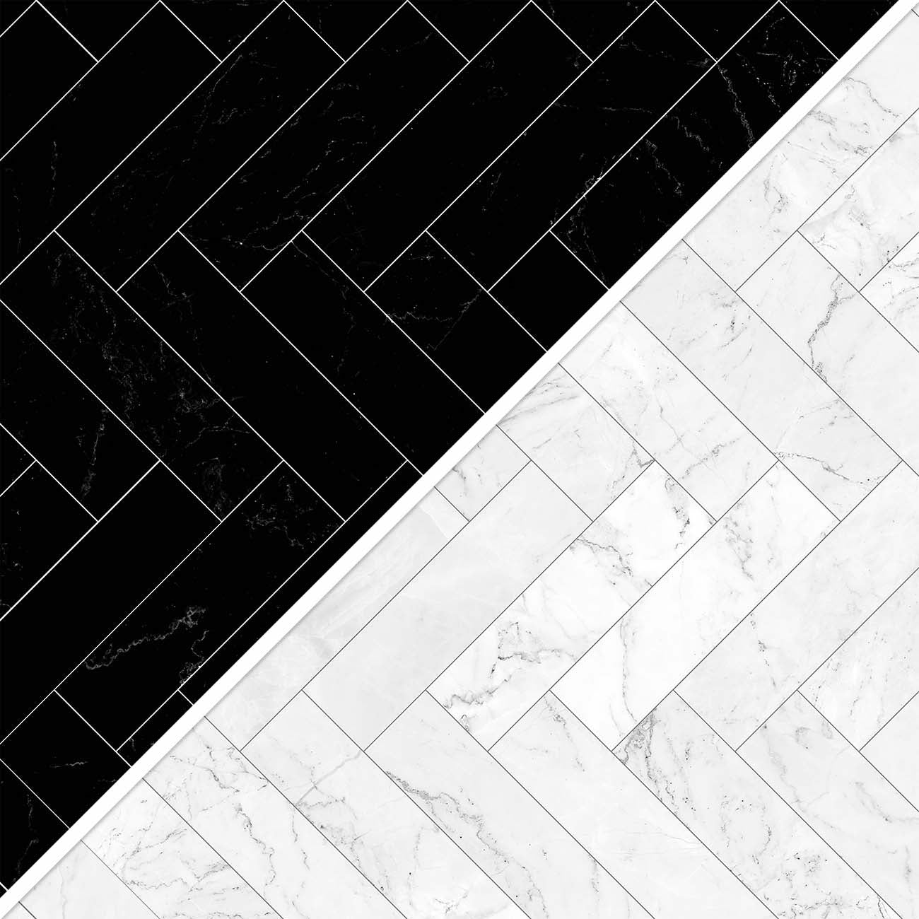 Both sides of the V-Flat Zigzag Marble White/Zigzag Marble Black Duo Board shown next to each other.