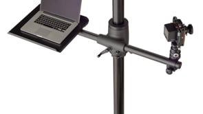 Video Of Cambo MBX-1 Camera Stand Shown With Optional Accessory Tray, Laptop and Camera