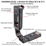 ProMediaGear PLNMBN11 L-Bracket plate for Nikon Z6 Mark II and Z7 Mark II with MB-N11 Battery Grip Arca-Type