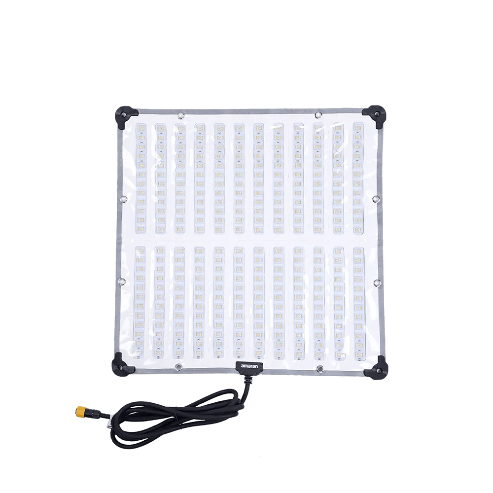 Amaran F22x LED Panel light with connecting cable on a transparent background.