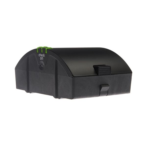 A black Broncolor rechargeable lithium battery for Siros L monolights.