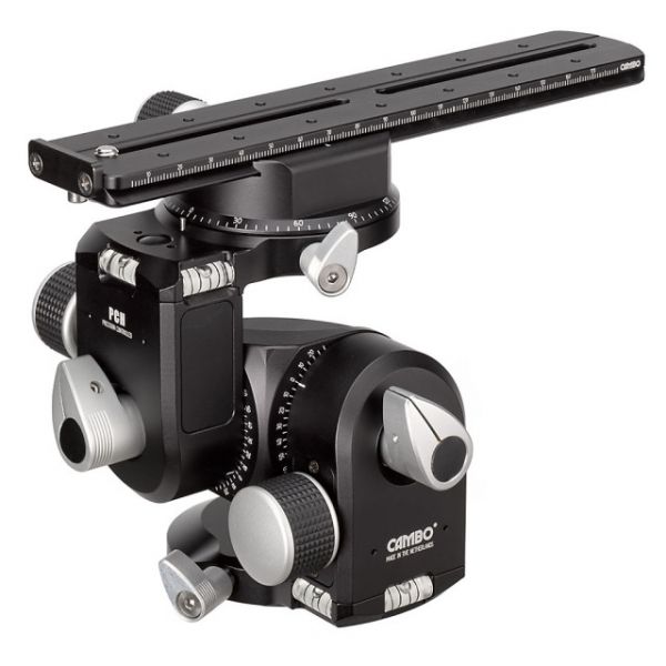 Cambo QR-XL Long Plate shown fixed onto a Cambo Precision Geared Head.