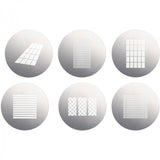 This set of 6 gobos will add character to any type of creative work. The lighting effects will work well in applications such as portrait photography, fashion, film or even events or on theatrical stages. The set includes patterns such as windows and blinds.