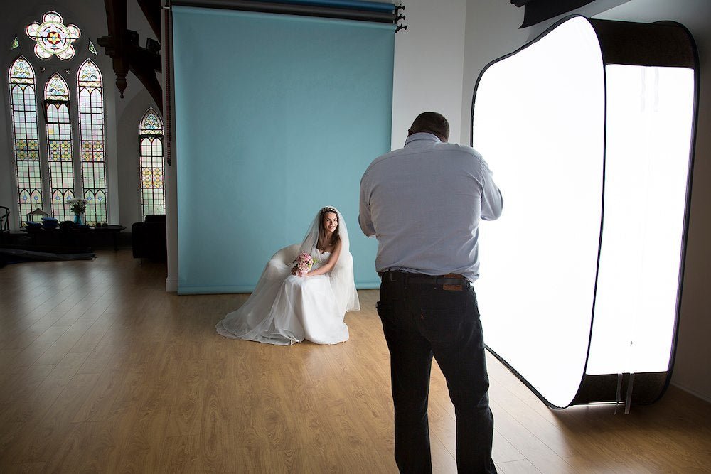 Lastolite Hilite Background being utilised as a light source for photoshoot.