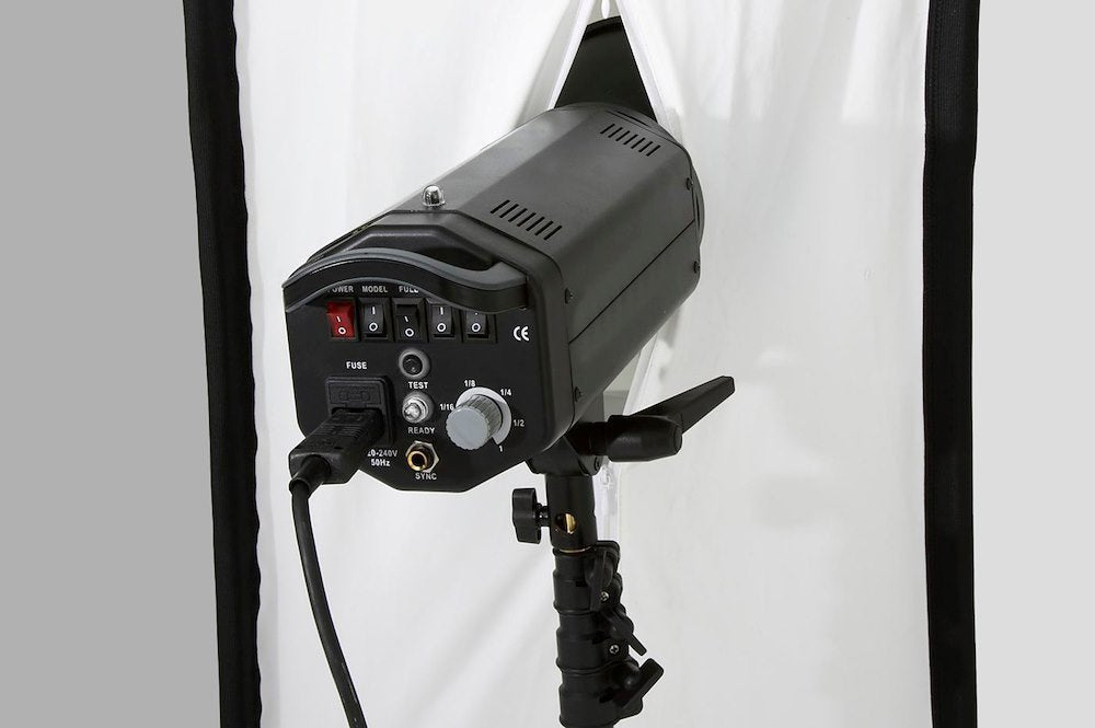 Back of a light being used inside the Lastolite Hilite Background.