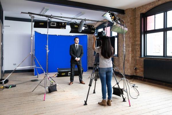 Studio setup with a panoramic Lastolite Background.