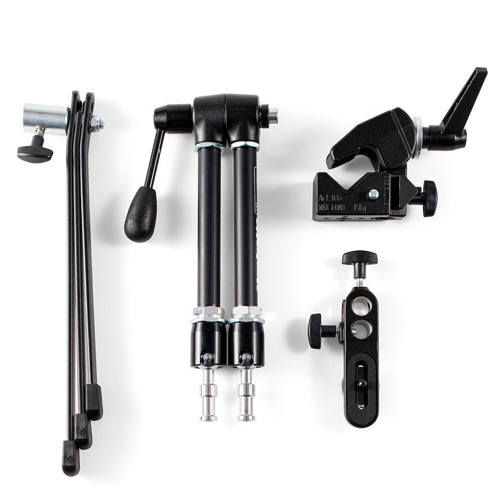 Magic Arm Kit with Base, Super Clamp and Bracket (143) contents