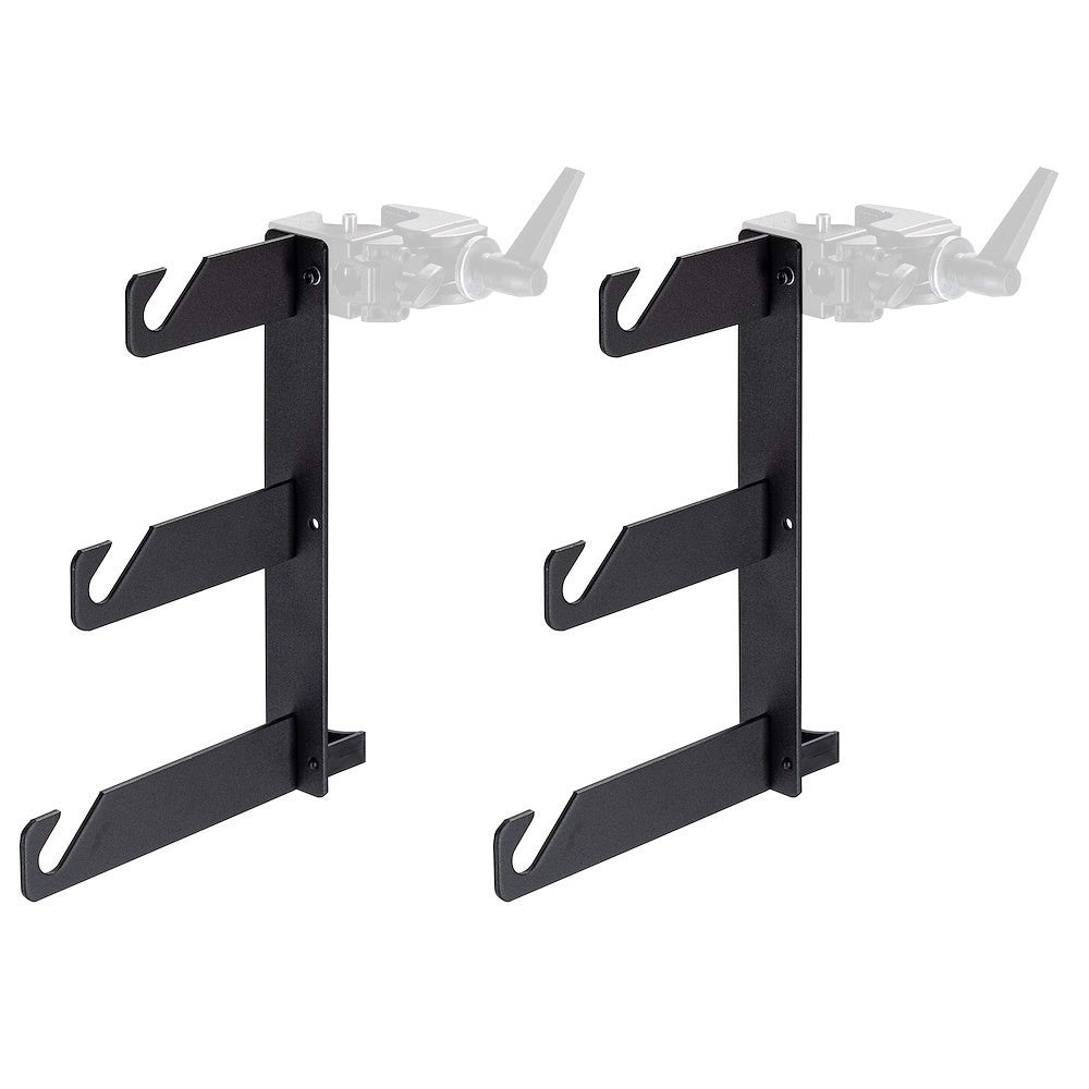 045-ghost 1000 × 1000px Manfrotto B/P triple hook set (background paper holder) for 3x Expan 046 (045) with super clamps ghosted out for illustration purposes