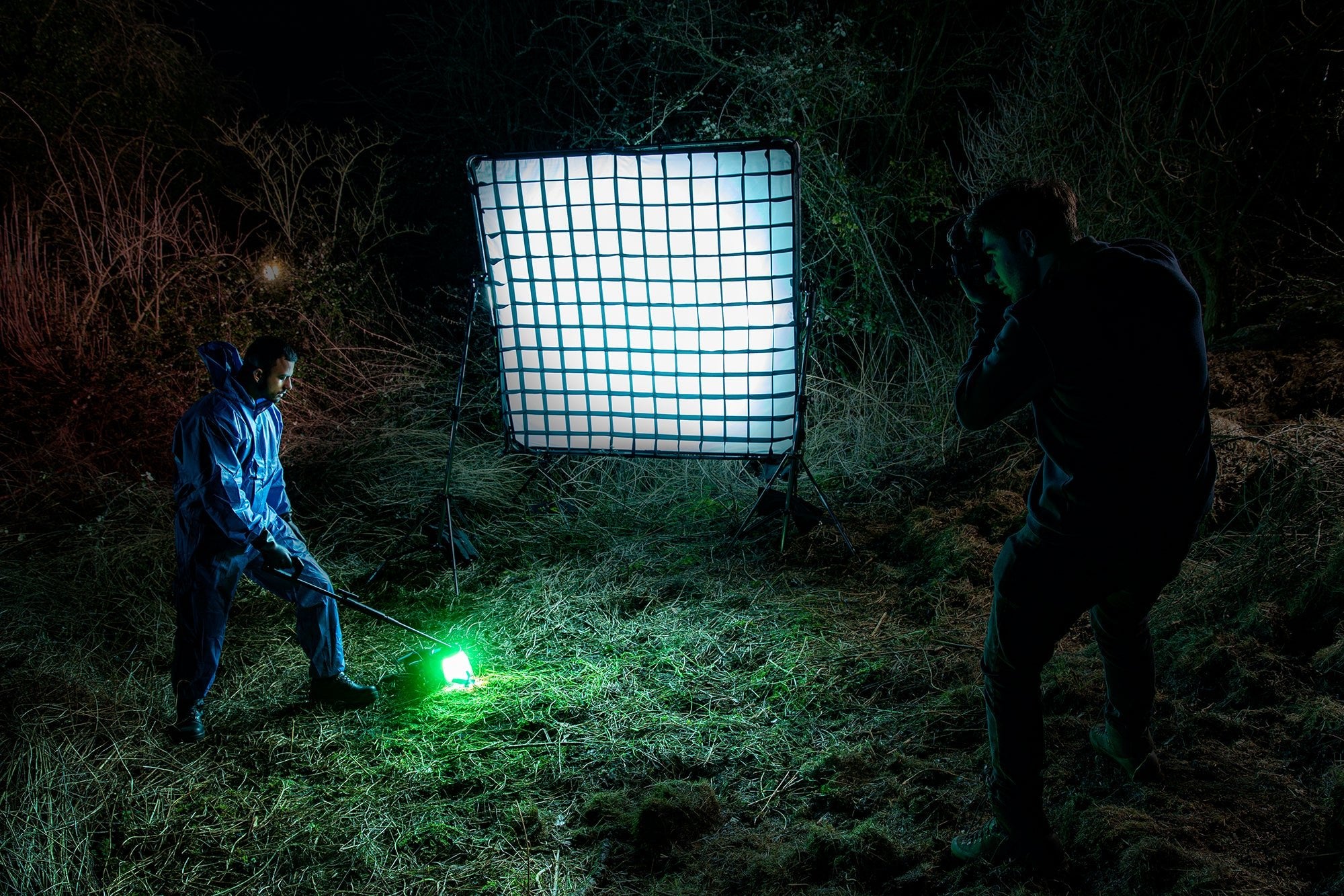 Manfrotto Skylite Rapid DoPchoice 60 Degree SNAPGRID® 2m x 2 being used in the dark