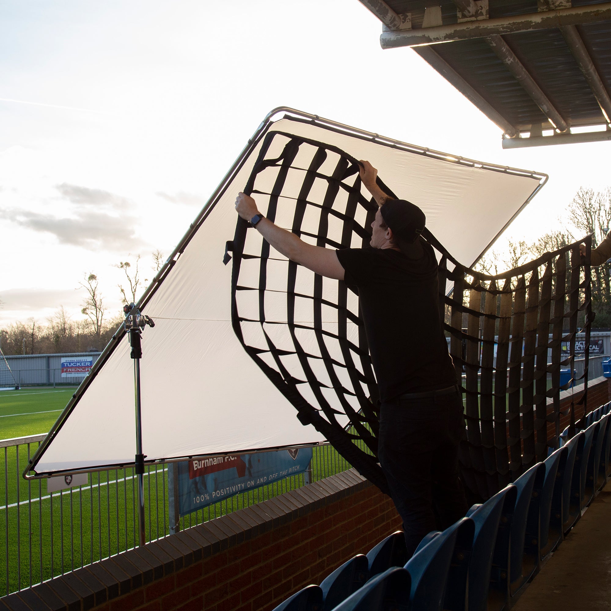Manfrotto Skylite Rapid DoPchoice 60 Degree SNAPGRID® 3m x 3m being set up