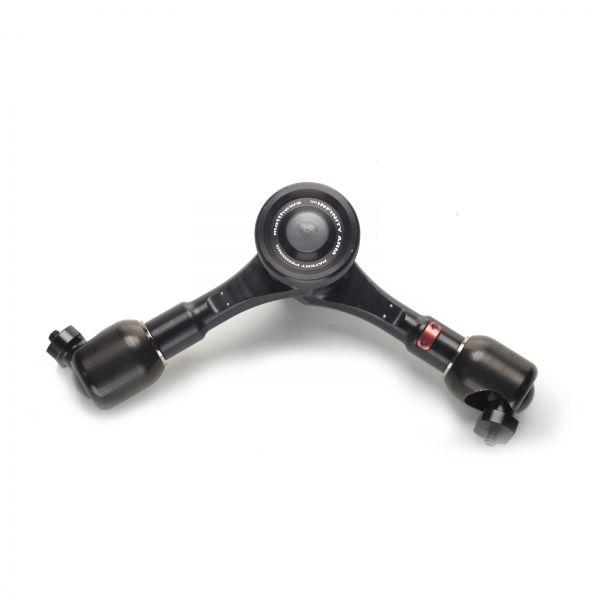 Front image of the Matthews Infinity Arm, showing the tips and locking knob.