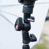 Manfrotto Cold Shoe Tilt Head with umbrella attahced