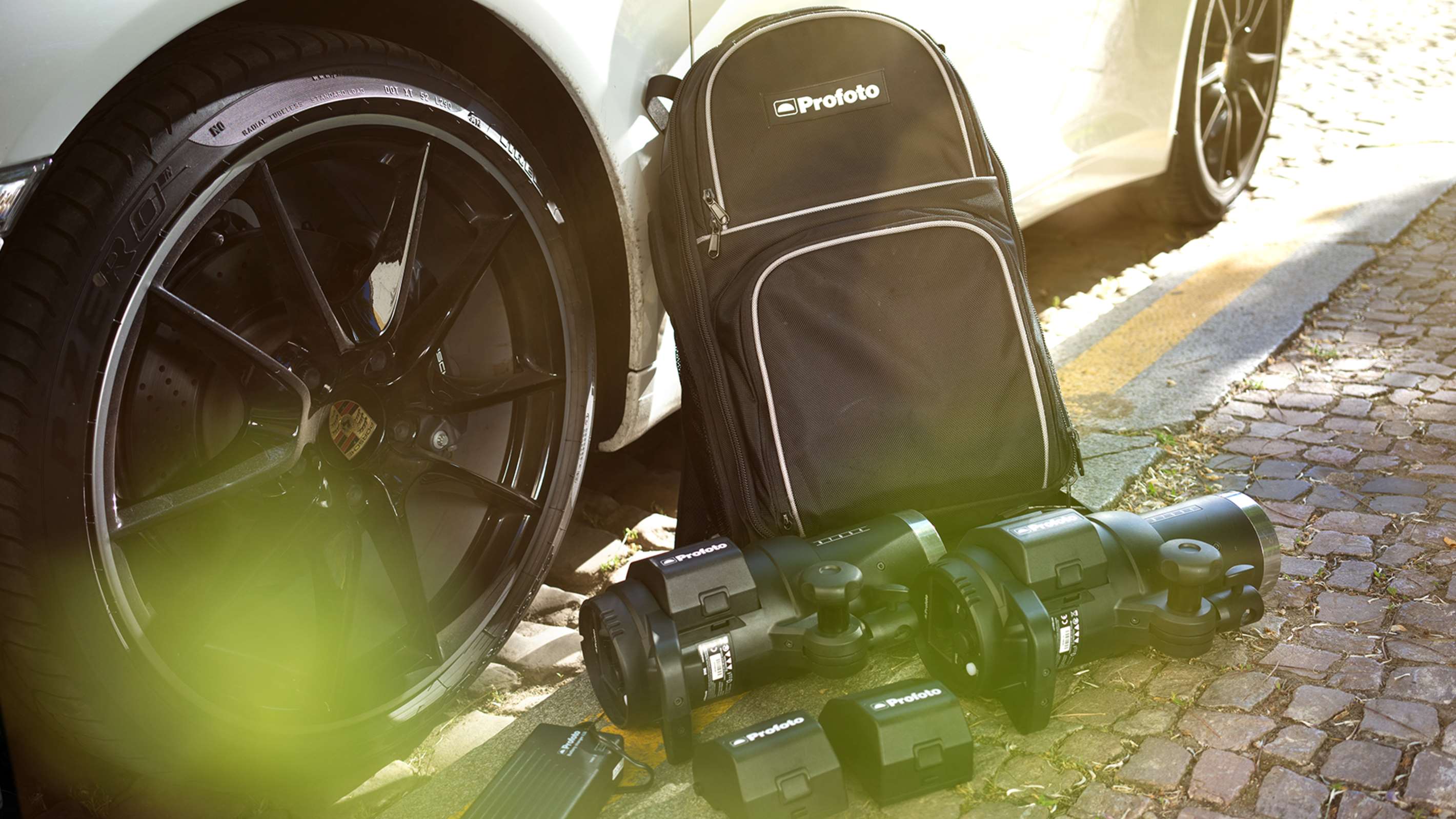 Profoto B1's shown with accompanying Profoto B1X & B1 Li-Ion Battery MkII's and battery charger as well as Profoto Bag.