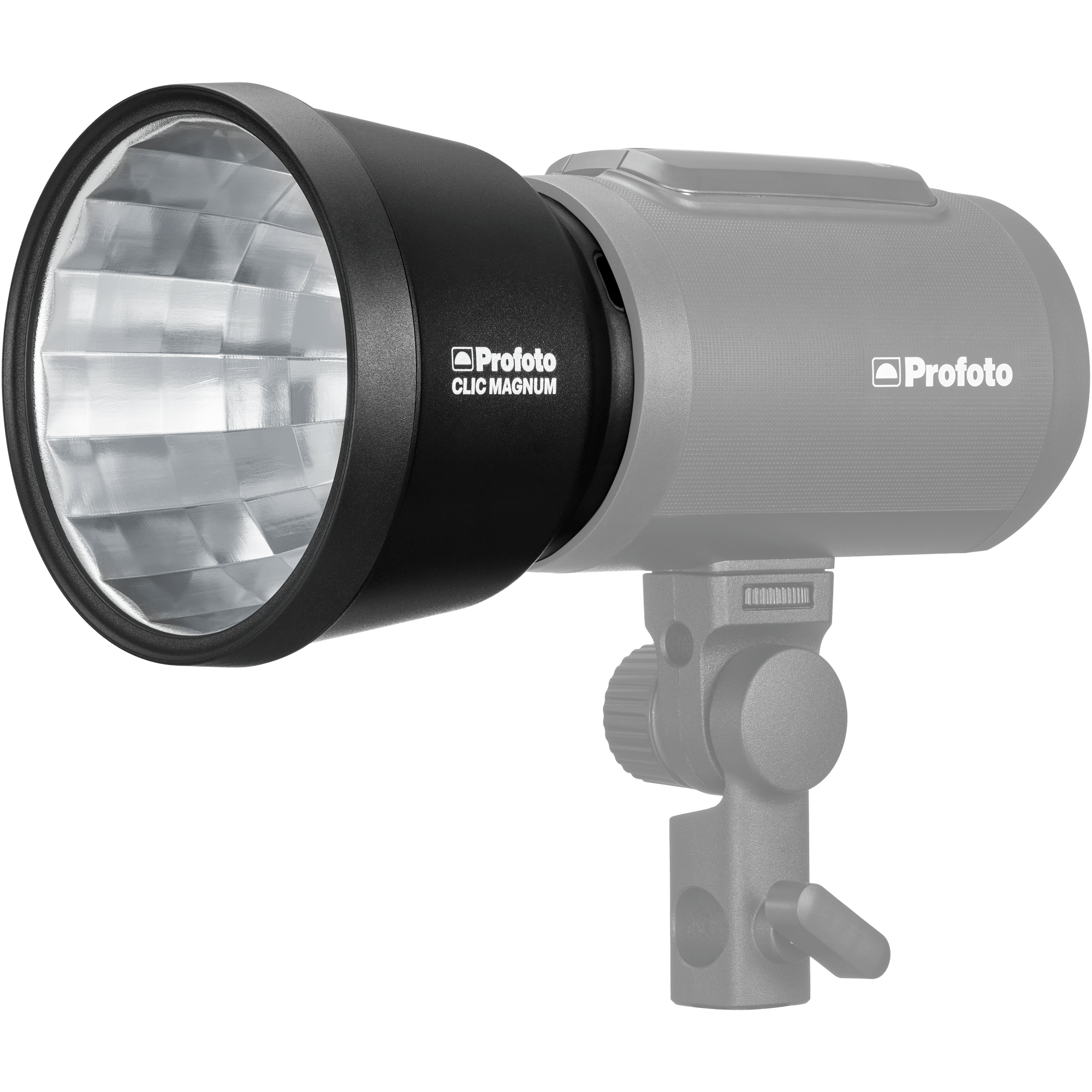 Profoto Clic Magnum shown with a light ghosted out to reinforce the subject for illustration purposes.