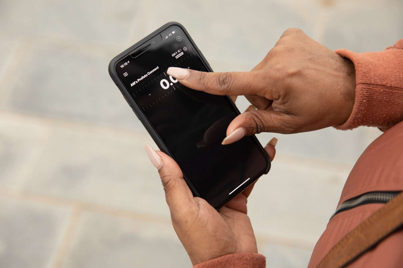 The Profoto Connect being controlled by the app.