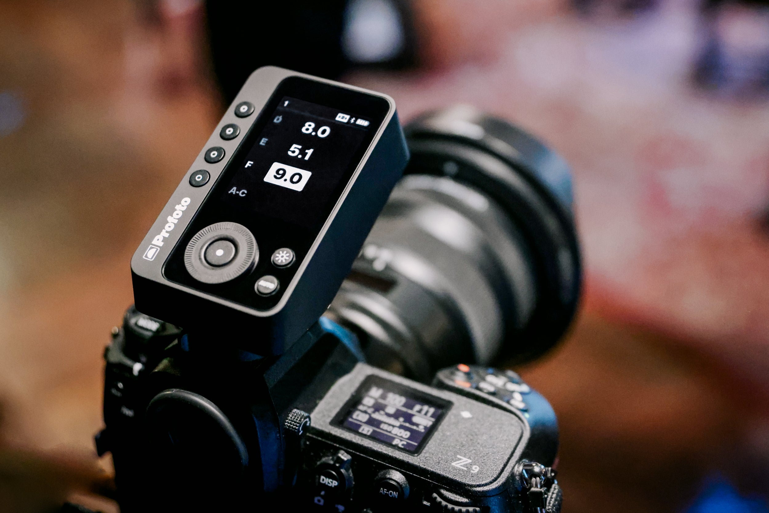 Profoto Connect Pro connected to a camera.