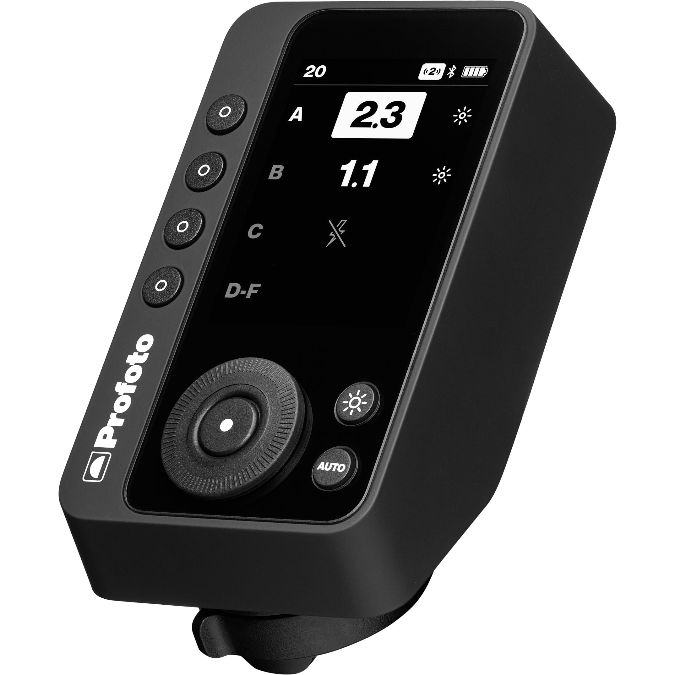 Front 3/4 view of a Profoto Connect Pro. Trigger ultimate connectivity.