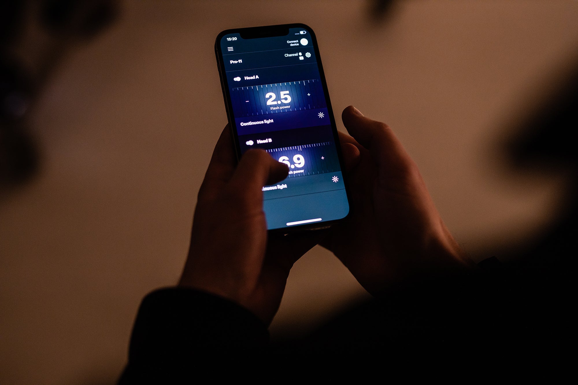 Profoto Pro-11 2400 AirTTL Studio Pack being controlled via the Profoto Control App and AirX technology.