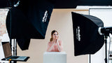 RFi softboxes being used on a photo shoot
