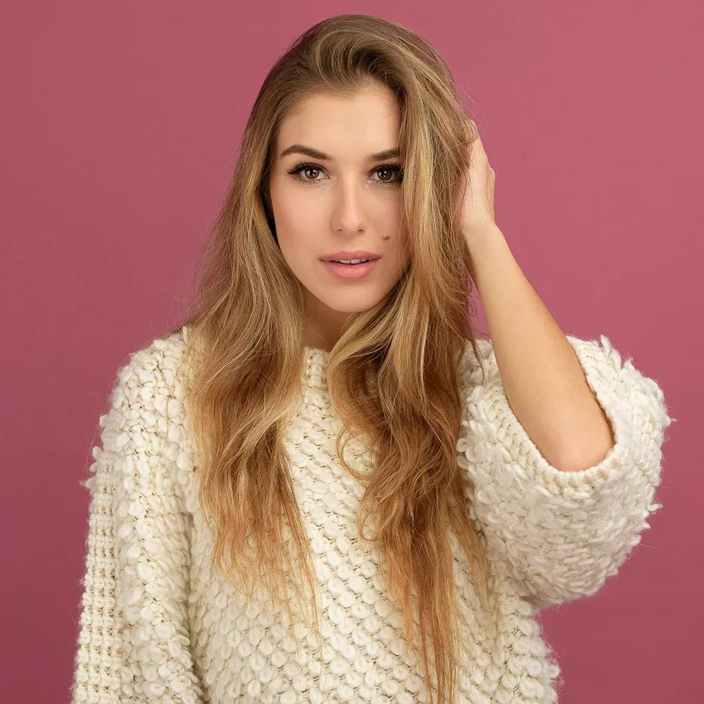 Image with another female model using the Savage Ruby background.