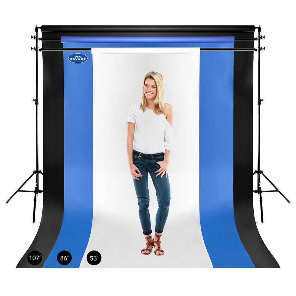 Image conveying the sizes and colours of Savage Background paper.