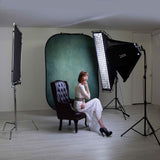 Manfrotto Lastolite Vintage Collapsible Backdrop 1.5 x 2.1m Ink/Sage being used on a photo shoot