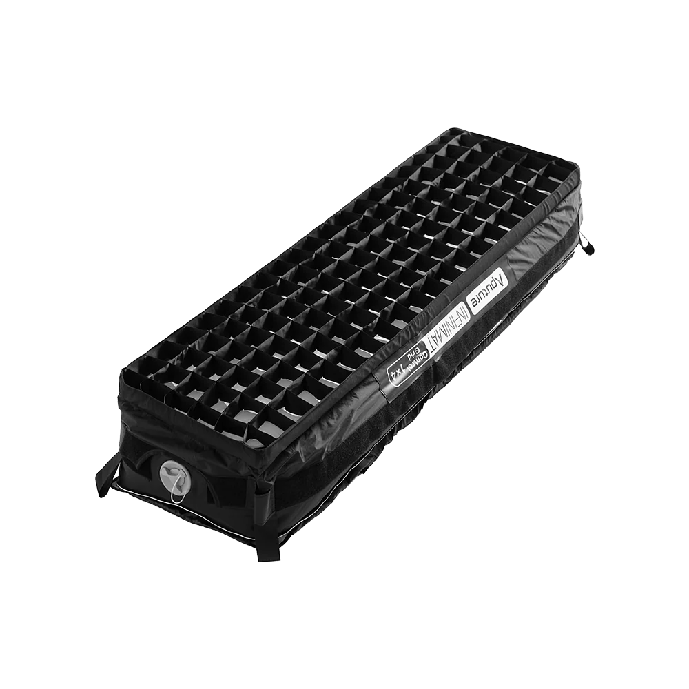 Aputure 1x4ft Infinimat Inflatable fixture showing the attached Honeycomb Grid