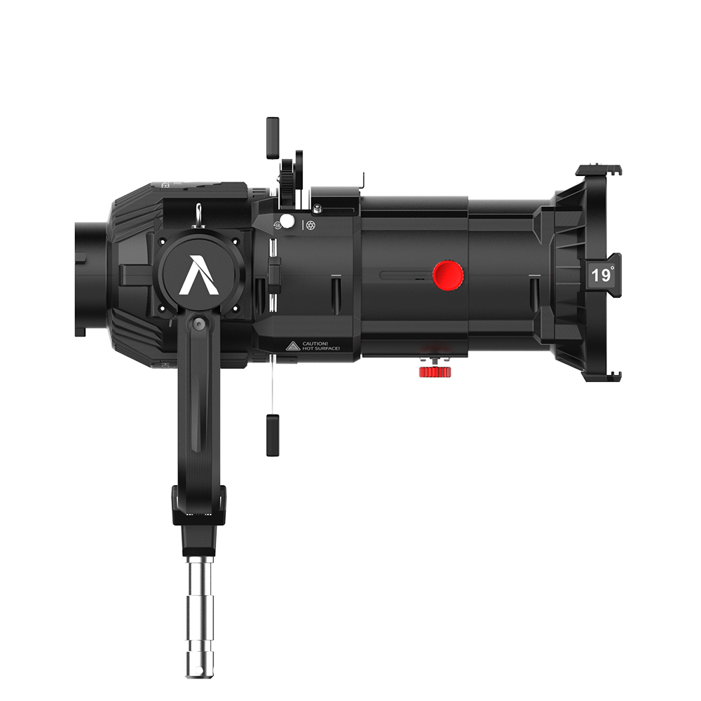 Side view of Aputure Spotlight on a transparent background.