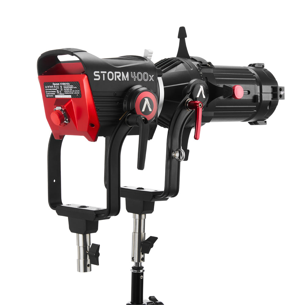 Aputure Spotlight Mount II 26° Kit shown with a STORM 400x.