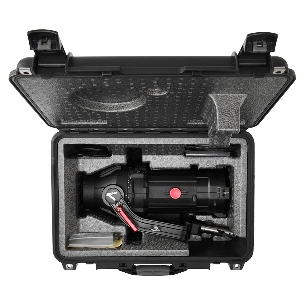 Birds eye view of the Aputure Spotlight Mount II 36° Kit. 