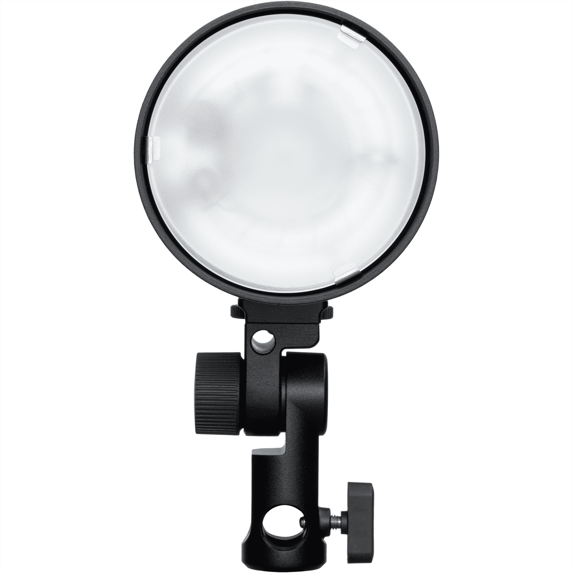 Profoto D30 monobloc front, showing the glass disc. 