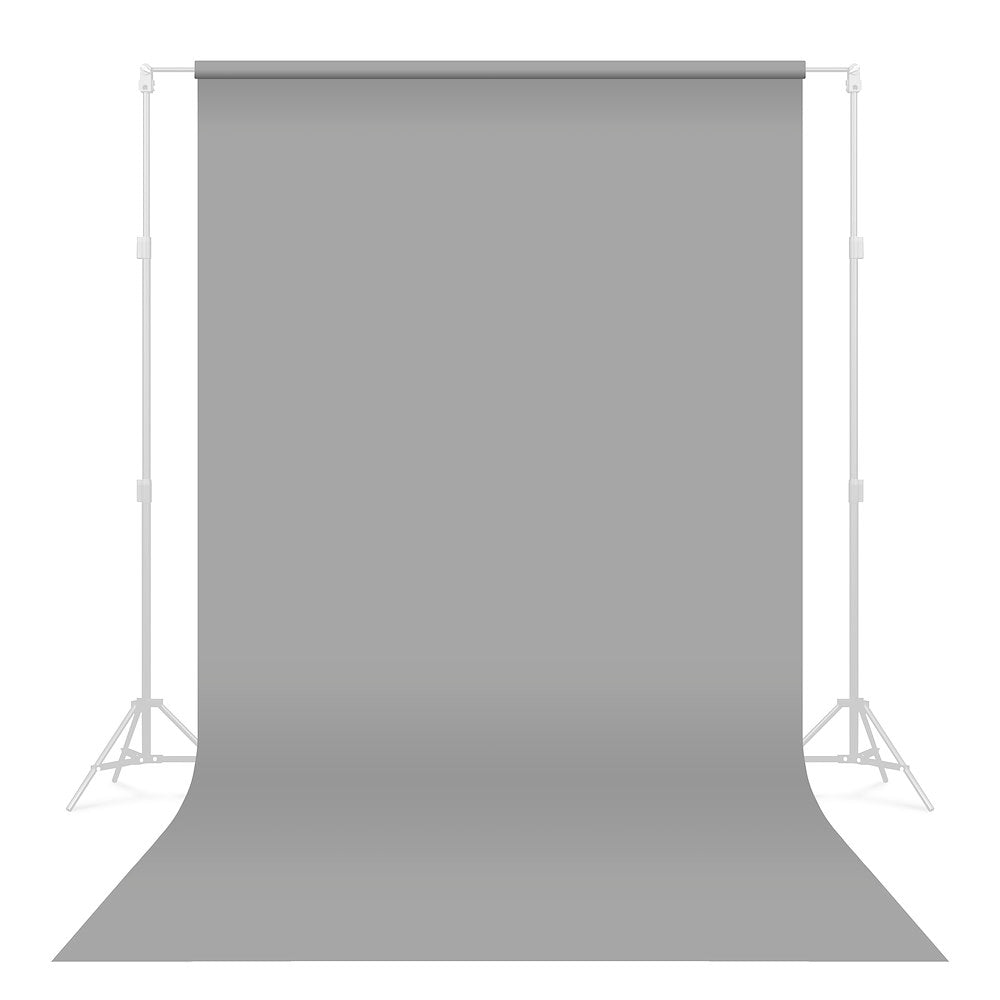 Grey Seamless Background paper ideal for  content creation, shown on optional background support kit that can be purchased separately. 