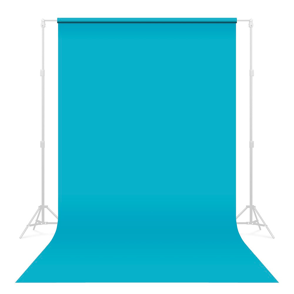 Blue Seamless Background paper ideal for  content creation, shown on optional background support kit that can be purchased separately. 