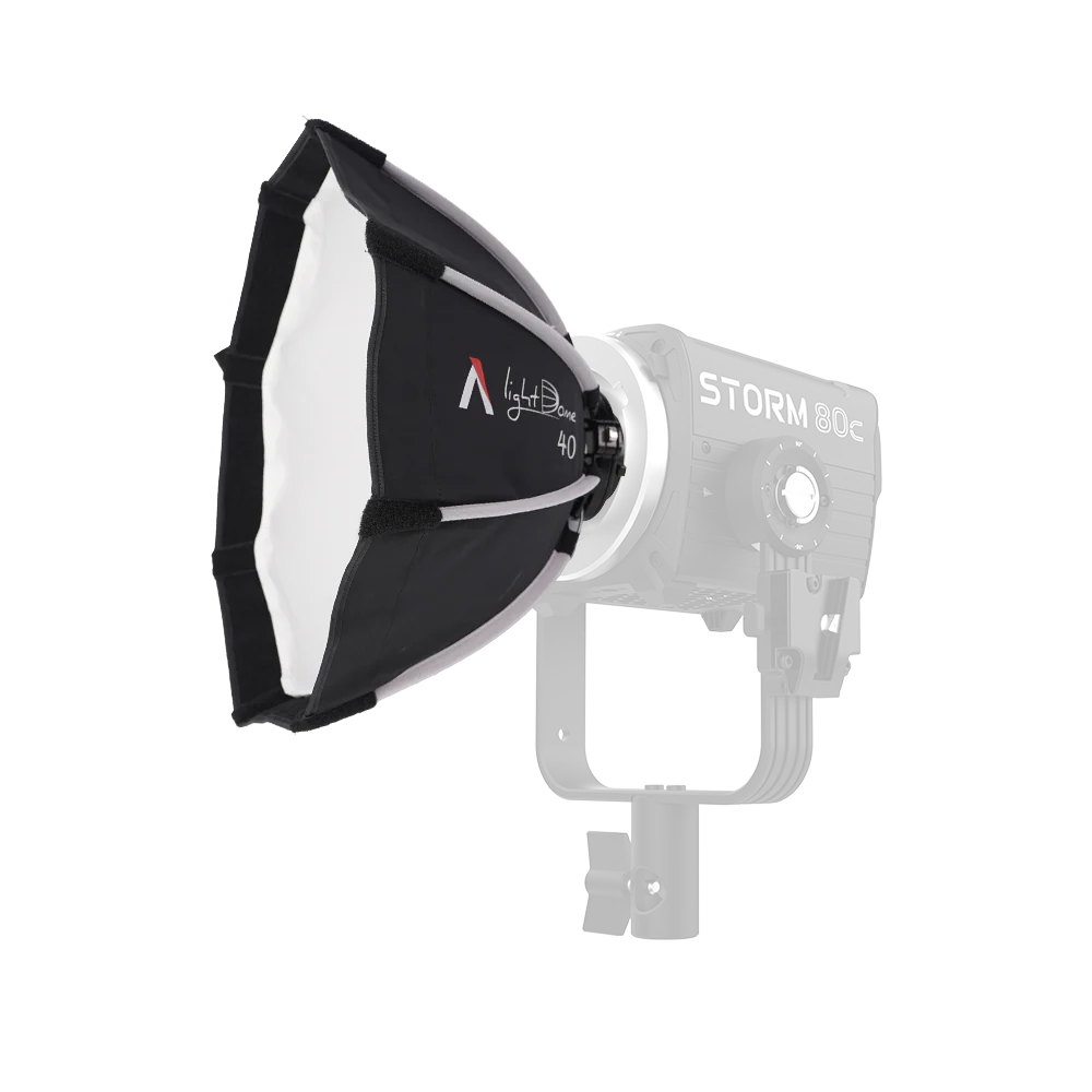 Aputure Light Dome 40 seen on the Aputure STORM 80c. 