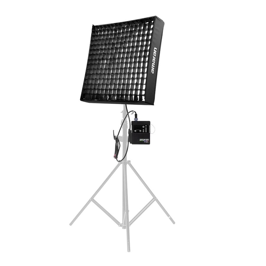 Amaran F22x LED Panel on a stand with a transparent background. 