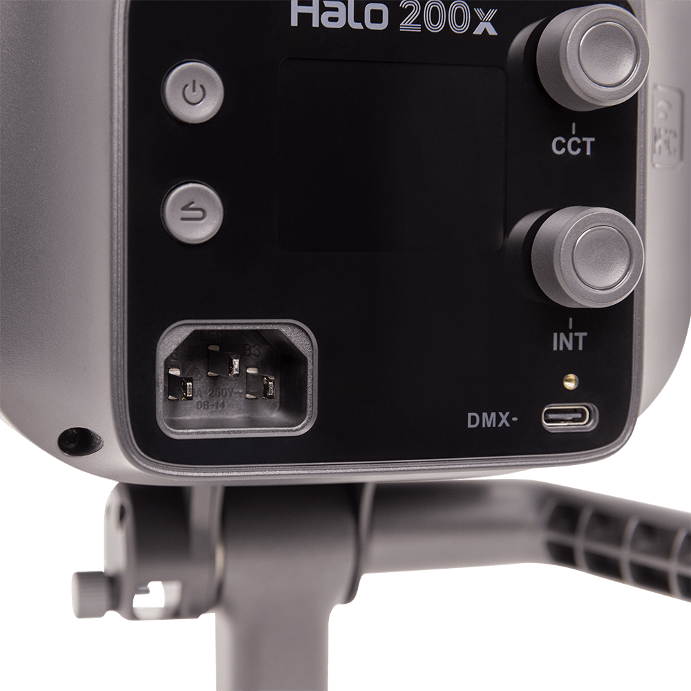 Close-up of the controls for the amaran Halo 200x.