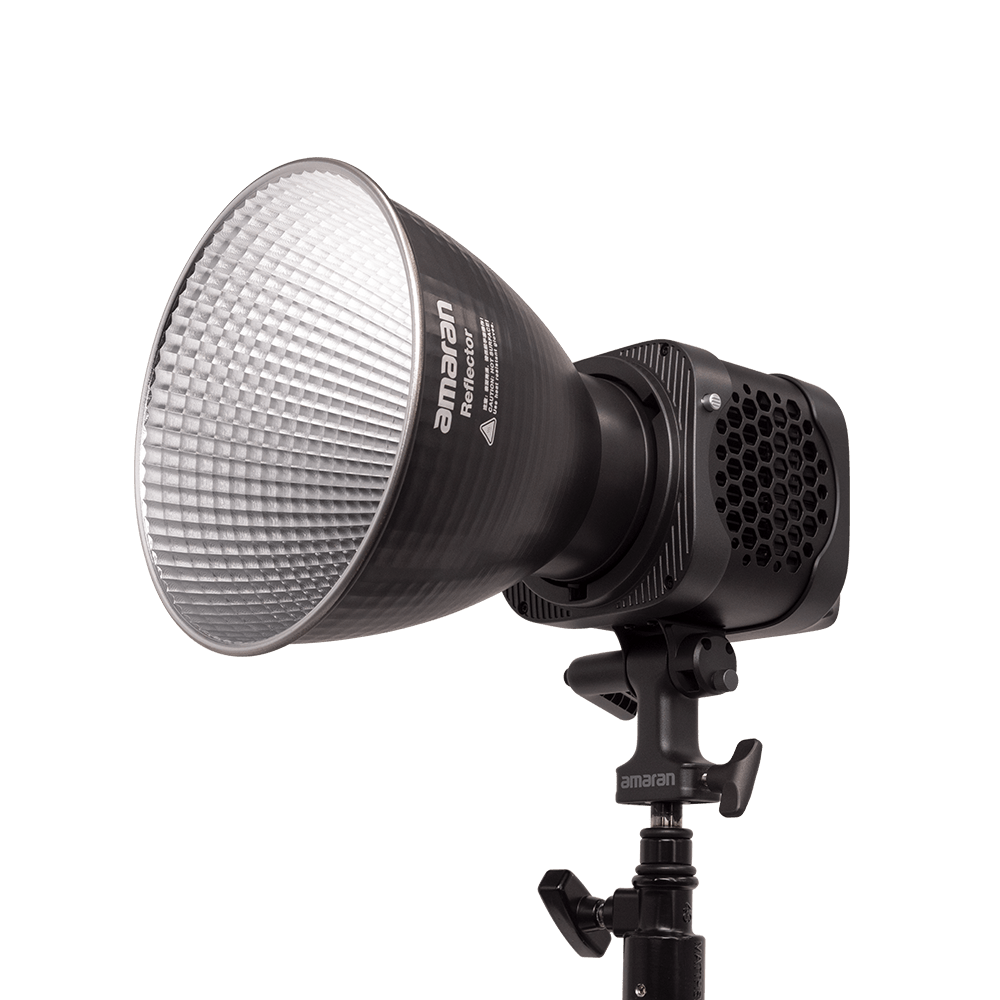 Side perspective of the amaran 200x with a reflector.