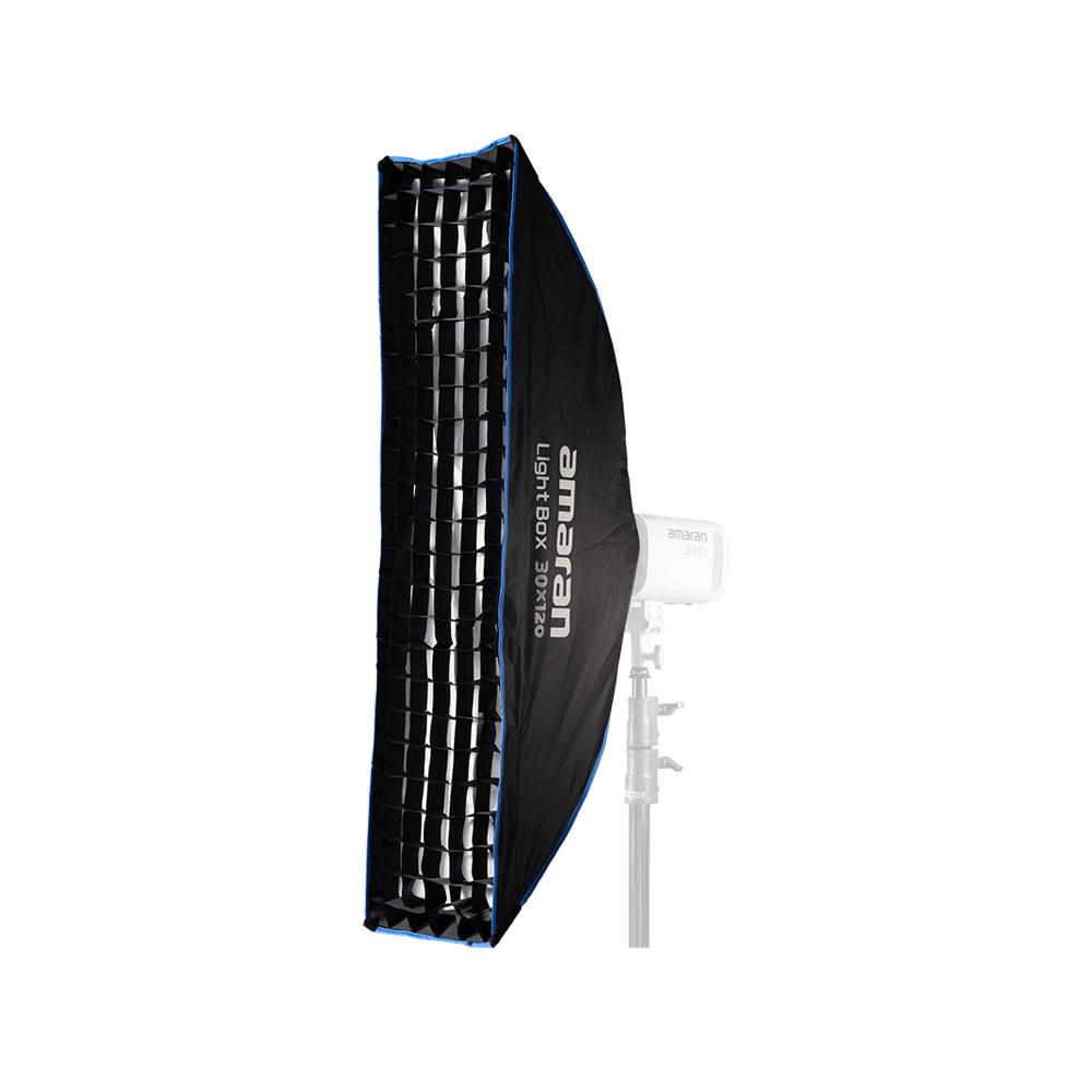 amaran Light Box 30x120 with a light control grid connected.