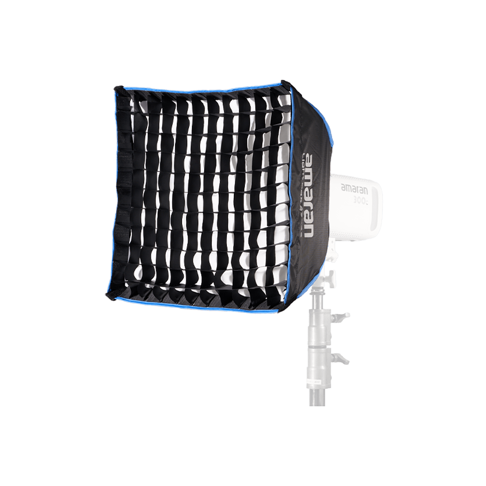 amaran Light Box 45x45 being utilised with a light control grid.