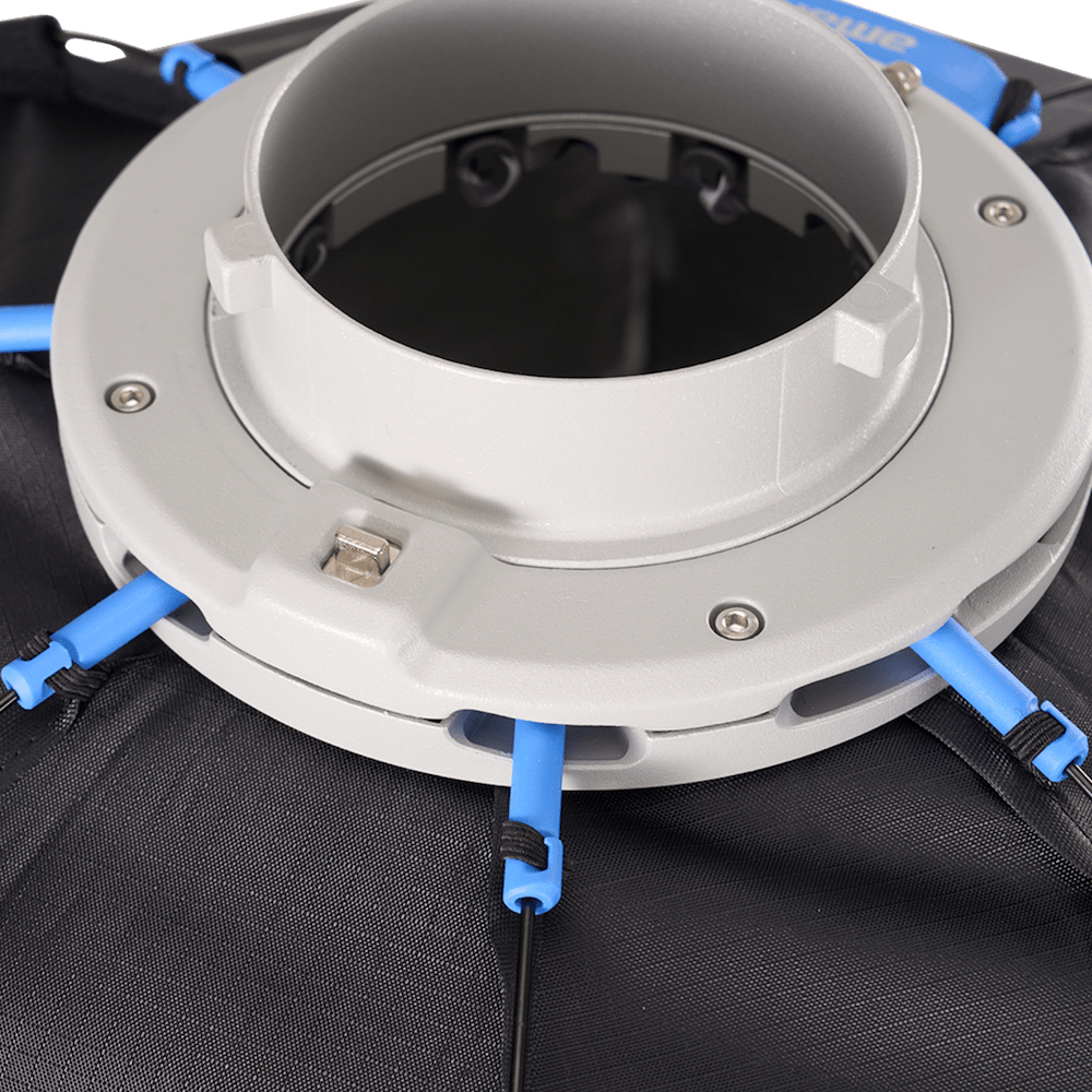 Close-up of the amaran Octa Dome 60's bowens mount connection. 